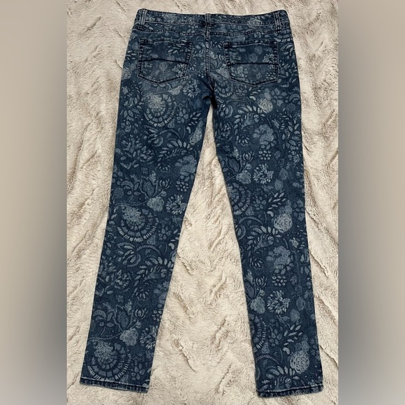 Merona Jeans Womens Size 4 Ankle Skinny Floral Print Blue Denim Jeans - Picture 10 of 11